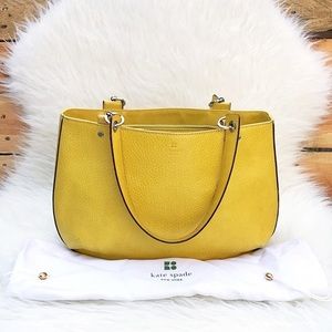 Kate Spade Yellow Pebbled Leather Shoulder Tote